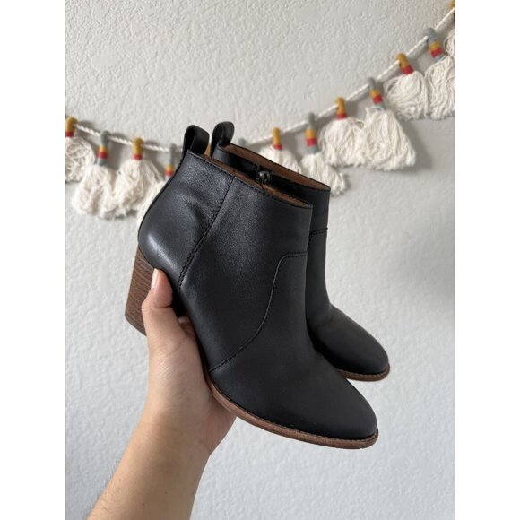 Madewell Shoes - Madewell Brenner Leather Ankle Zip Block Heel Booties Black Grunge Whimsigoth 5